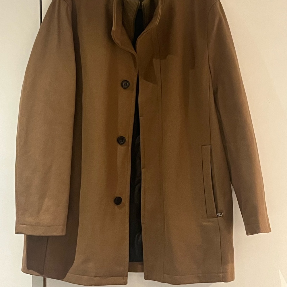Cole Haan Men's Camel Trench Coat - Picture 3 of 12
